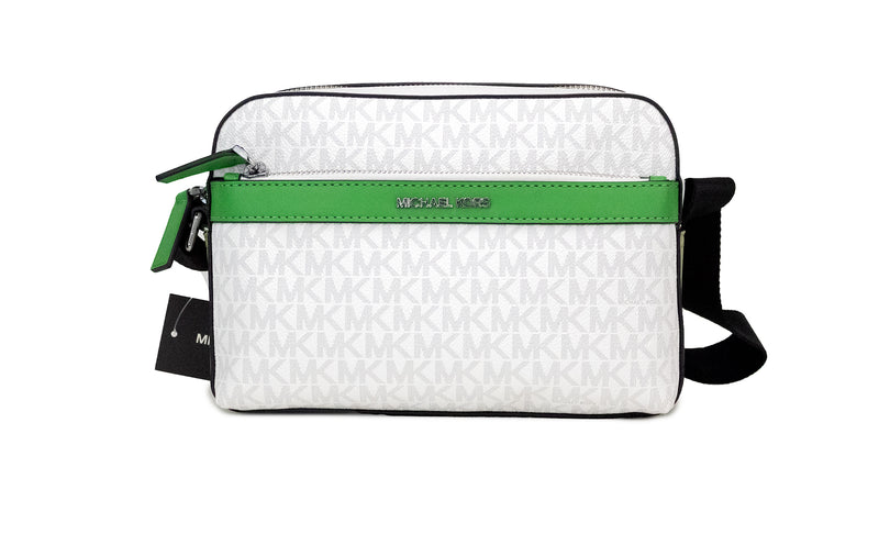 Cooper Small Bright White Palm Signature PVC Utility Crossbody Bag Michael Kors