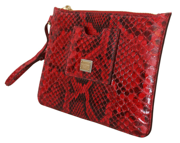 Elegant Red Leather Ayers Snake Clutch Dolce & Gabbana