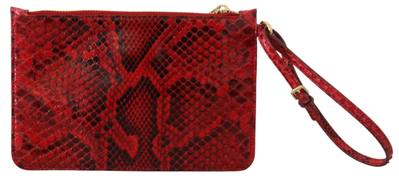 Elegant Red Leather Ayers Snake Clutch Dolce & Gabbana