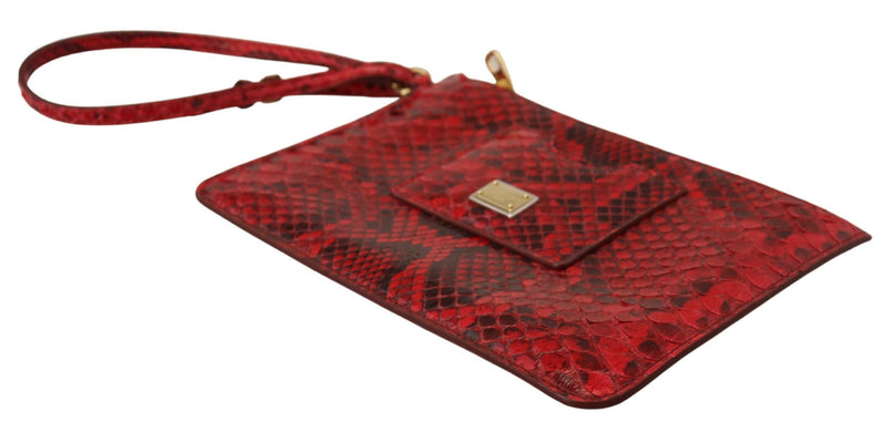 Elegant Red Leather Ayers Snake Clutch Dolce & Gabbana