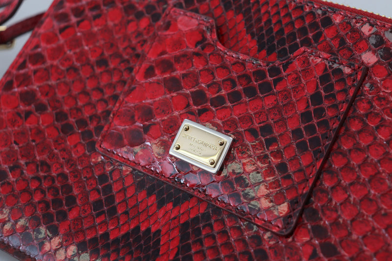 Elegant Red Leather Ayers Snake Clutch Dolce & Gabbana