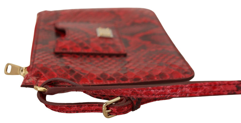 Elegant Red Leather Ayers Snake Clutch Dolce & Gabbana