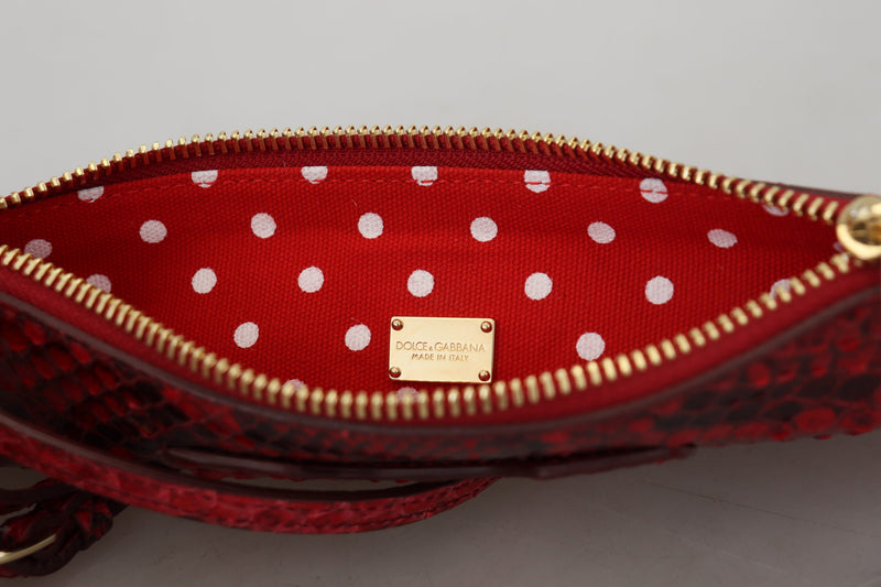 Elegant Red Leather Ayers Snake Clutch Dolce & Gabbana