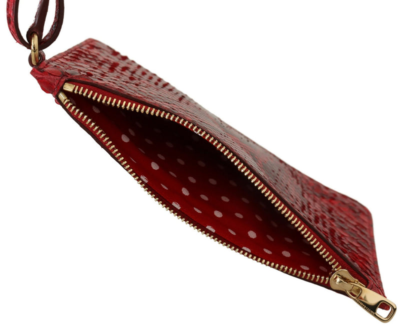 Elegant Red Leather Ayers Snake Clutch Dolce & Gabbana