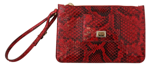 Elegant Red Leather Ayers Snake Clutch Dolce & Gabbana