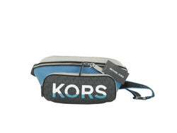 Cooper Large Blue Multi Leather Embroidered Logo Utility Belt Bag Michael Kors