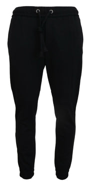 Sleek Black Wool-Blend Sweatpants Dolce & Gabbana