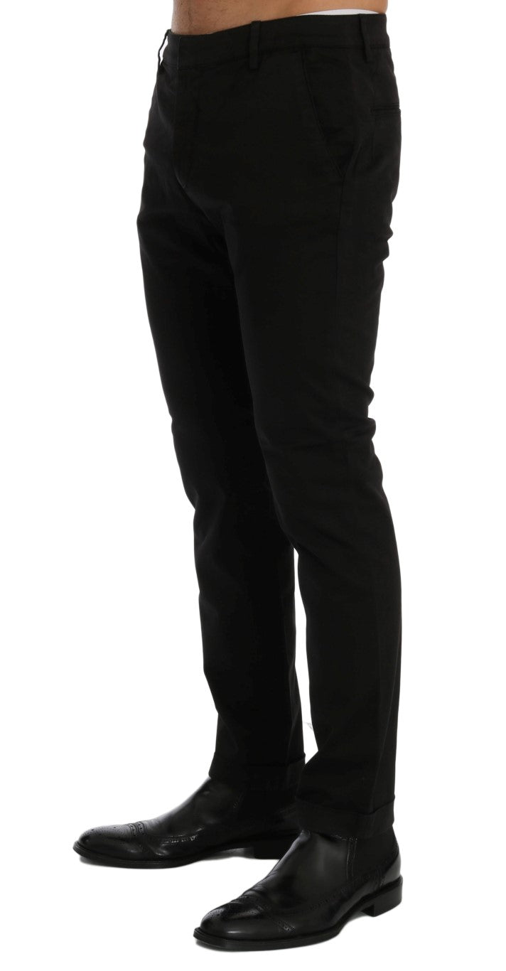 Chic Black Slim Fit Cotton Stretch Pants Costume National