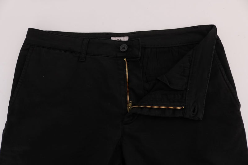 Elegant Slim Fit Black Cotton Trousers GF Ferre