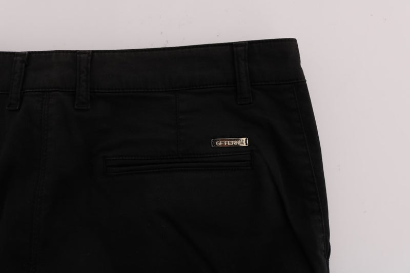 Elegant Slim Fit Black Cotton Trousers GF Ferre