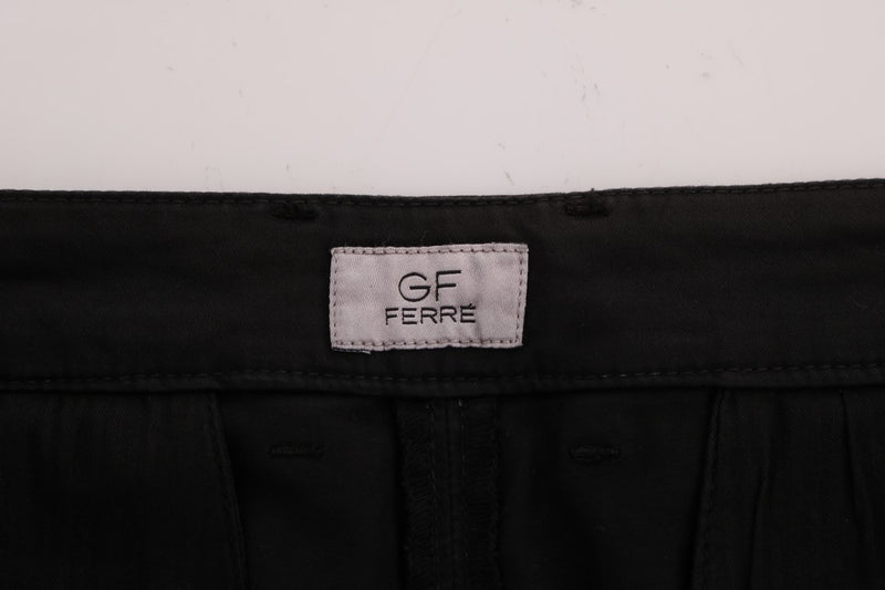 Elegant Slim Fit Black Cotton Trousers GF Ferre