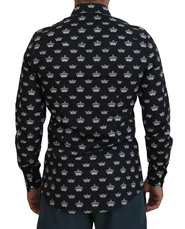 Elegant Slim Fit Crown Print Formal Shirt Dolce & Gabbana