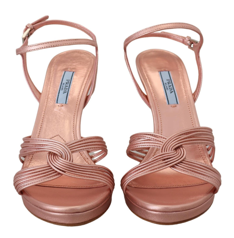 Elegant Pink Stiletto Heel Sandals Prada