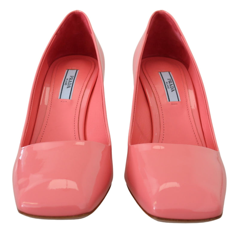 Elegant Square Toe Pink Heels Prada