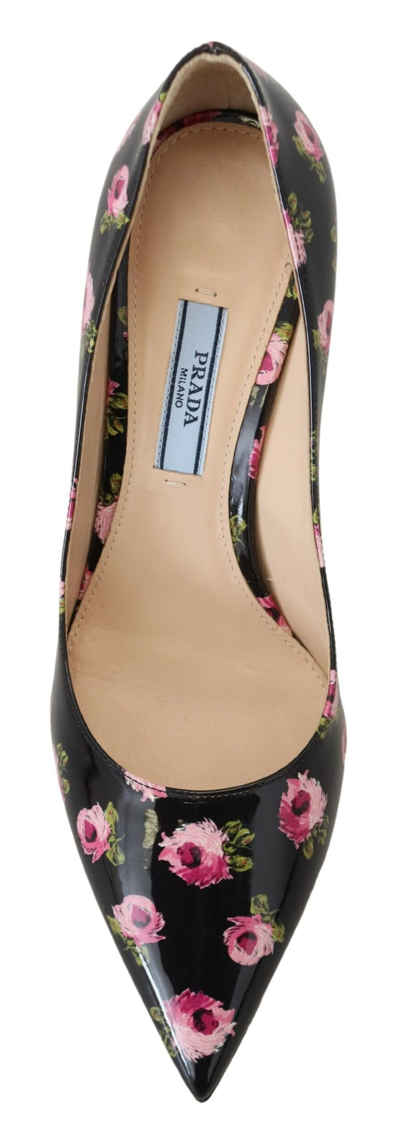 Elegant Floral Print Leather Pumps Prada