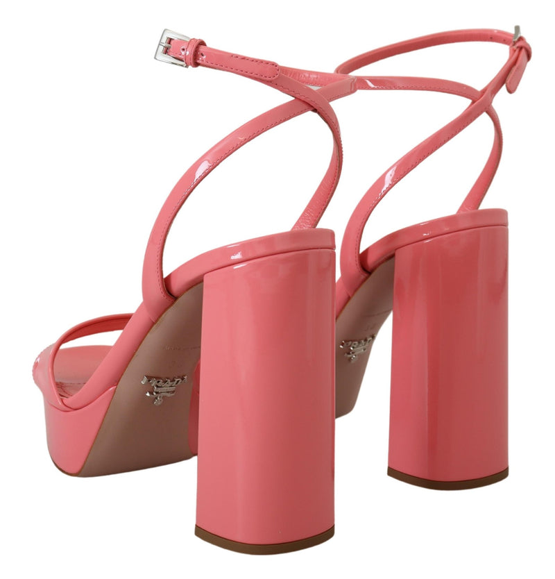 Chic Pink Patent Leather Platform Sandals Prada