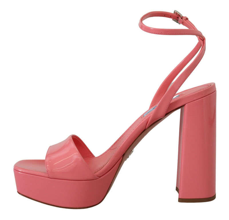 Chic Pink Patent Leather Platform Sandals Prada