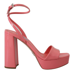 Chic Pink Patent Leather Platform Sandals Prada