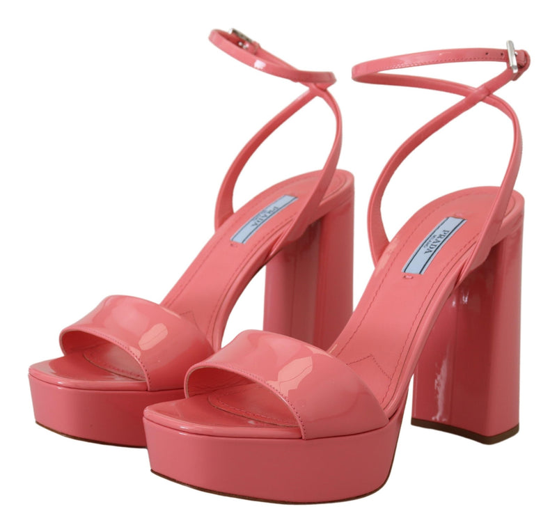 Chic Pink Patent Leather Platform Sandals Prada