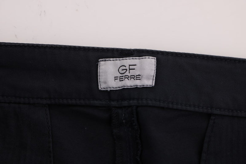 Sleek Blue Cotton Stretch Pants for Men GF Ferre