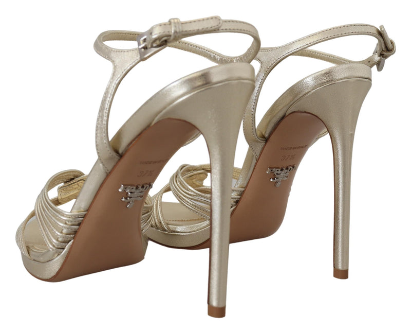 Elegant Gold Stiletto Heel Sandals Prada