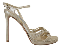 Elegant Gold Stiletto Heel Sandals Prada