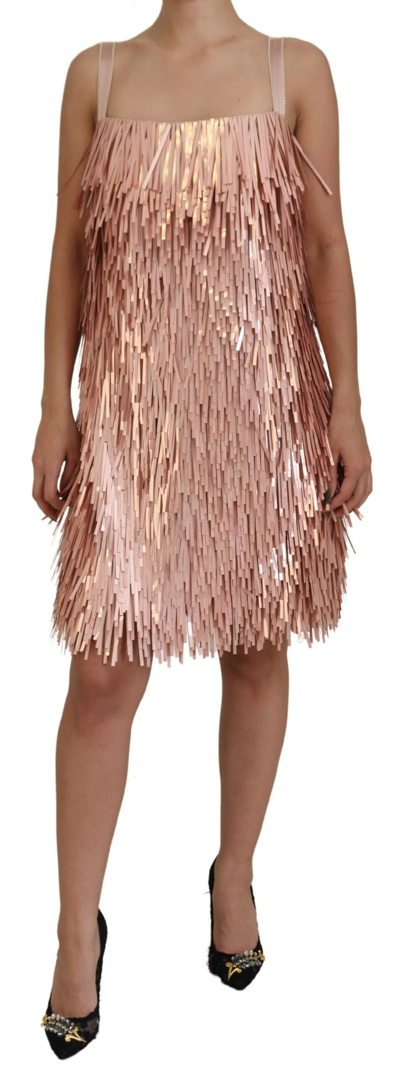 Elegant Pink A-Line Tinsel Dress Dolce & Gabbana