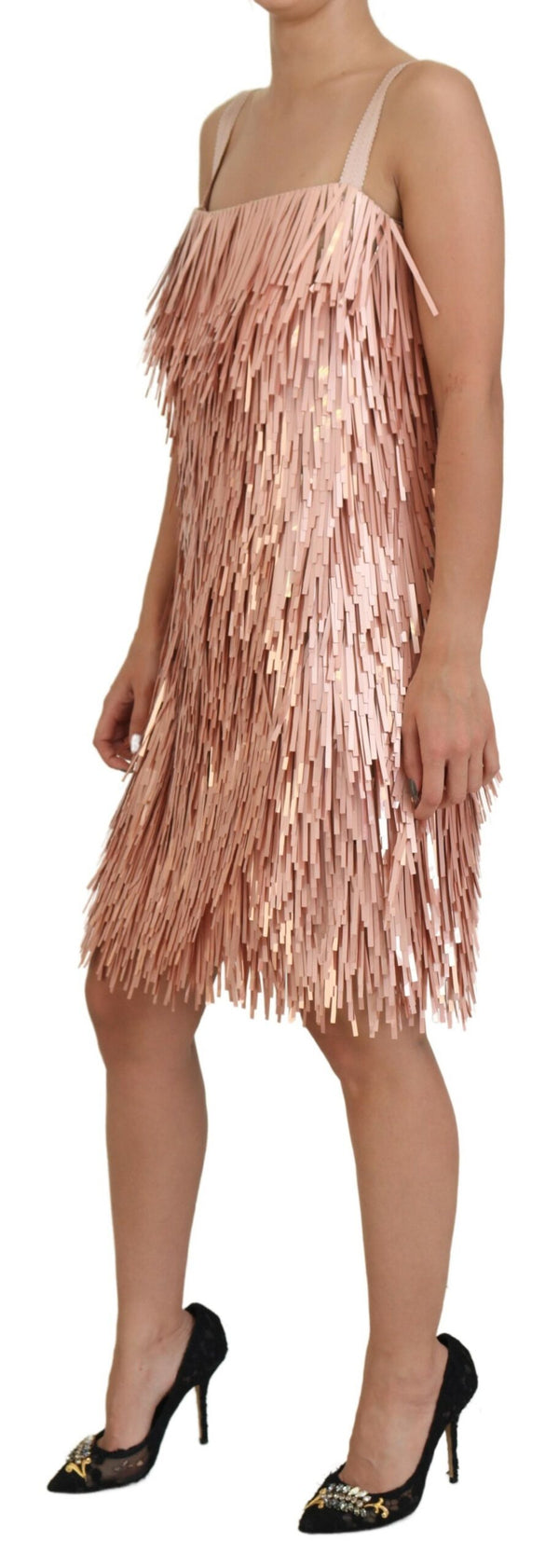 Elegant Pink A-Line Tinsel Dress Dolce & Gabbana