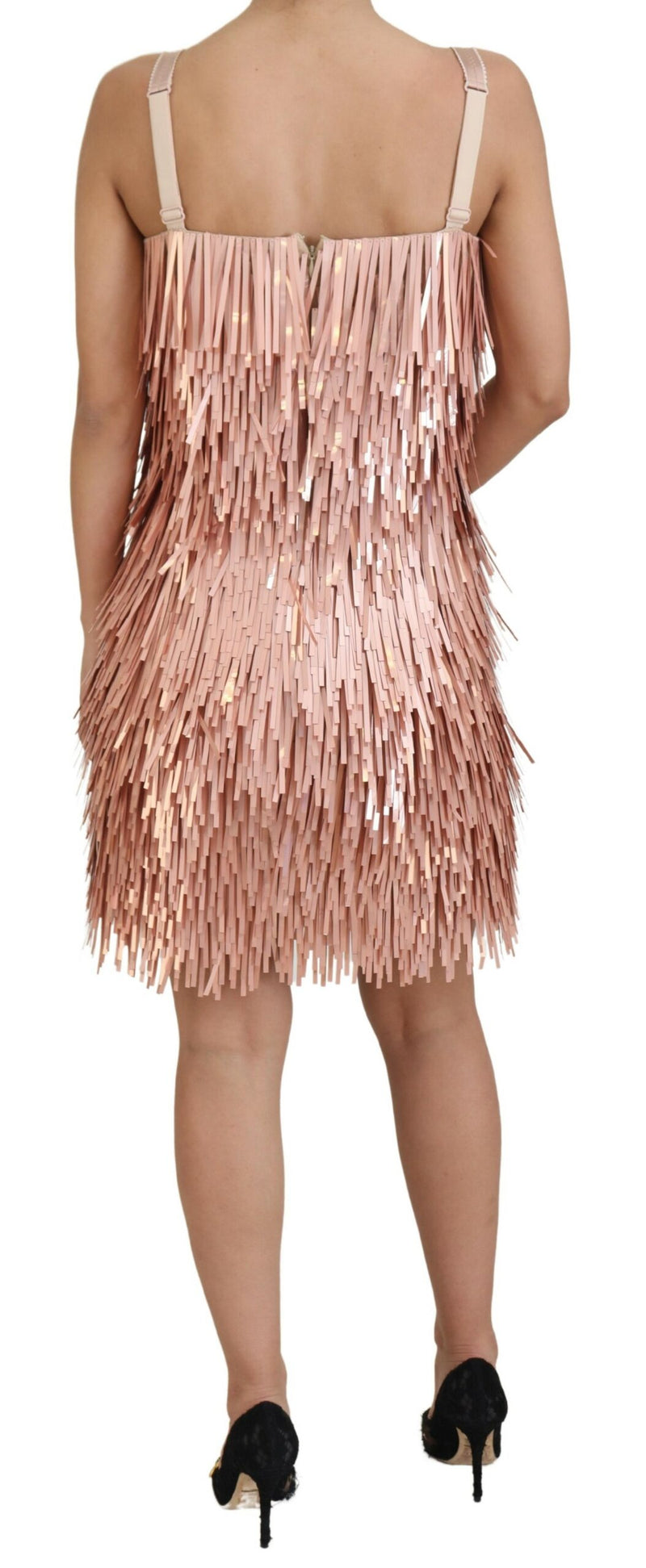 Elegant Pink A-Line Tinsel Dress Dolce & Gabbana