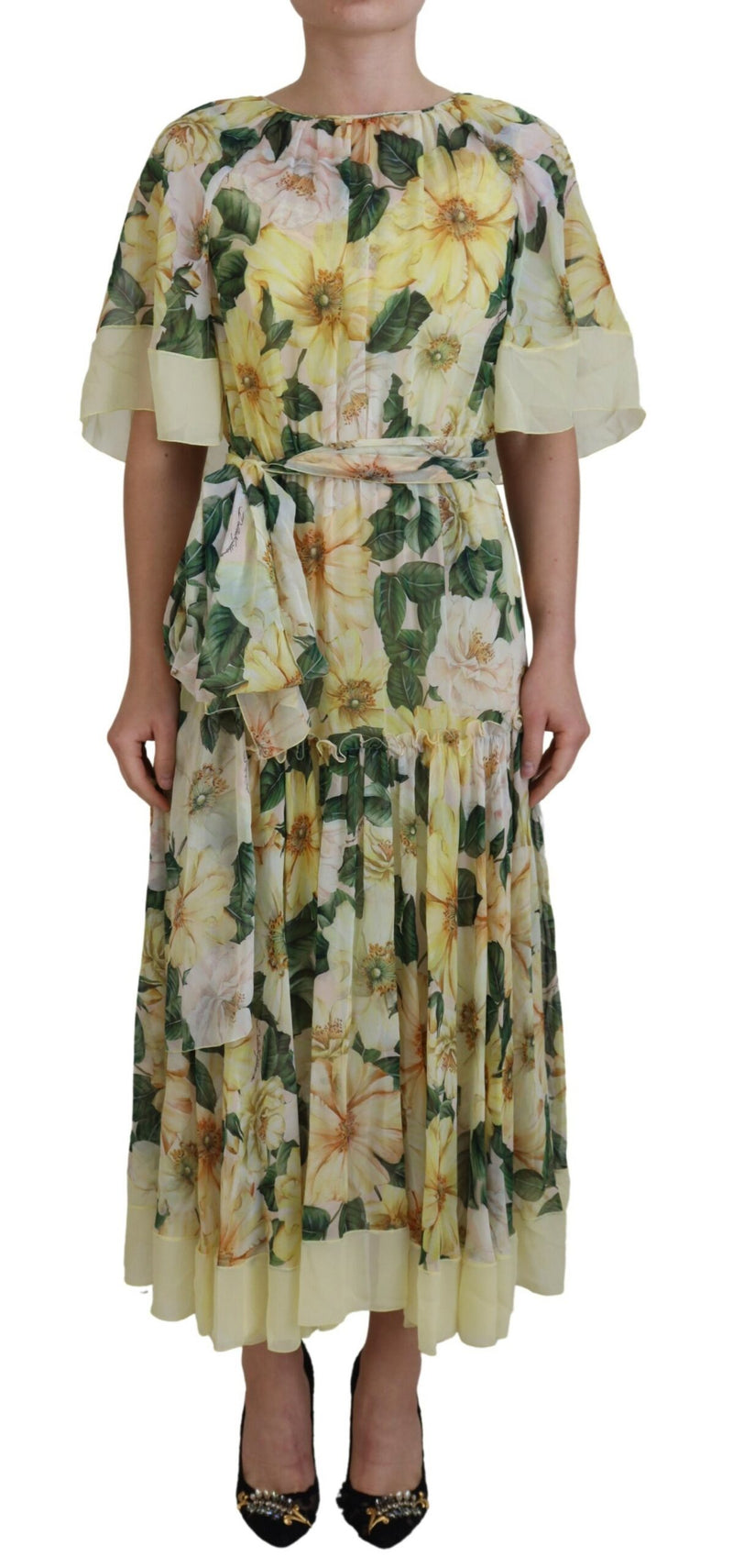 Elegant Silk Floral Maxi Dress Dolce & Gabbana