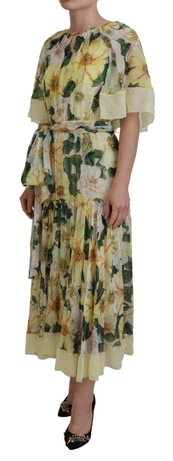 Elegant Silk Floral Maxi Dress Dolce & Gabbana