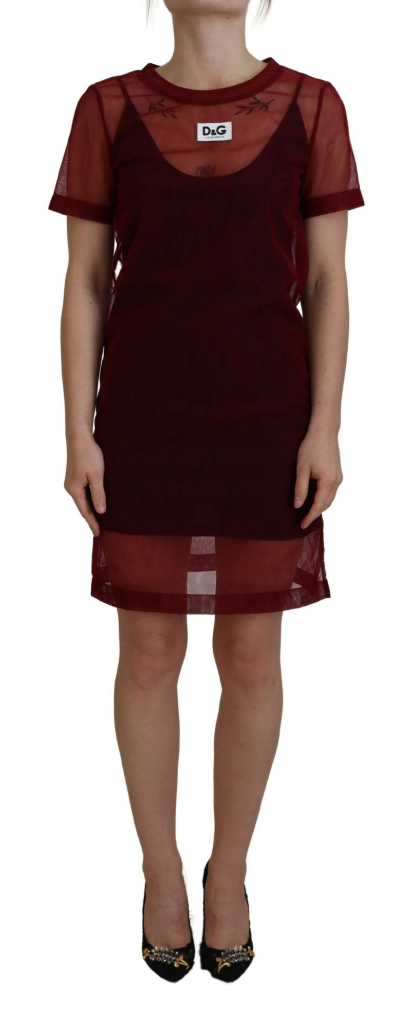 Maroon Mini Shift Dress - Italian Elegance Dolce & Gabbana