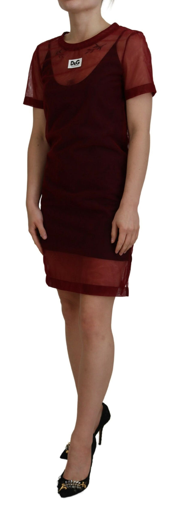 Maroon Mini Shift Dress - Italian Elegance Dolce & Gabbana