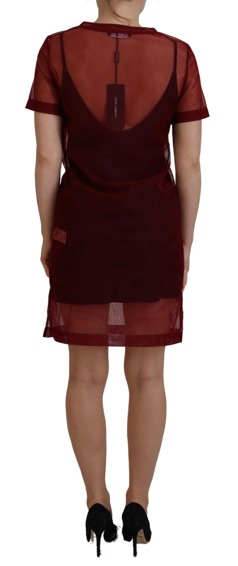 Maroon Mini Shift Dress - Italian Elegance Dolce & Gabbana