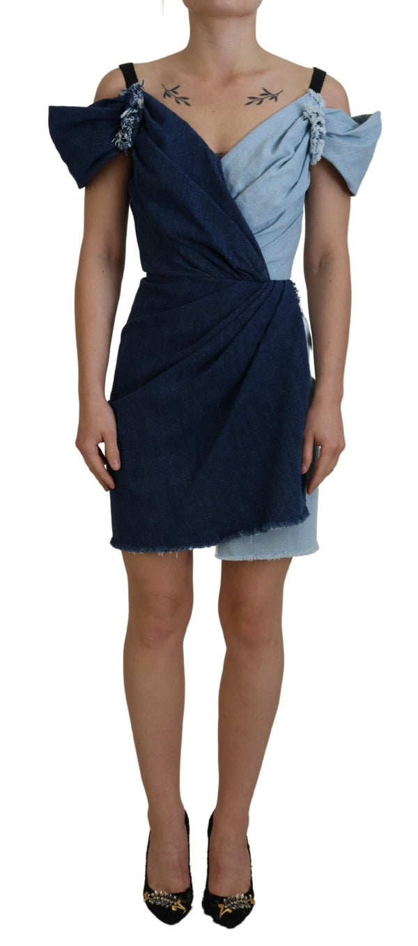 Chic Two Tone Denim Sheath Dress Dolce & Gabbana