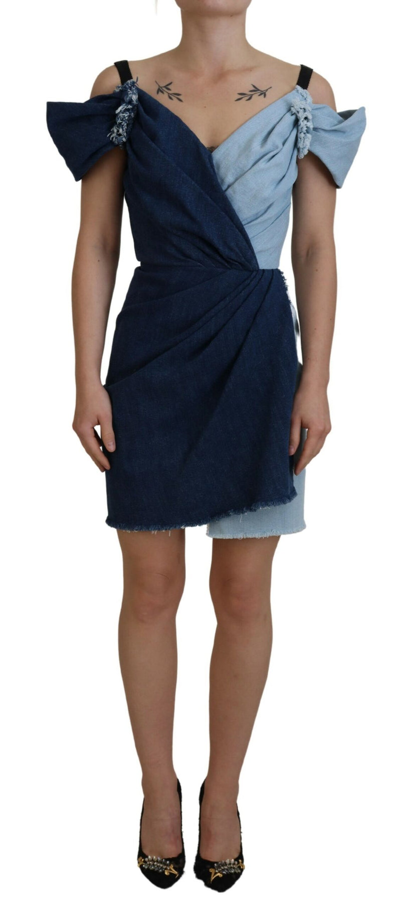 Chic Two Tone Denim Sheath Dress Dolce & Gabbana