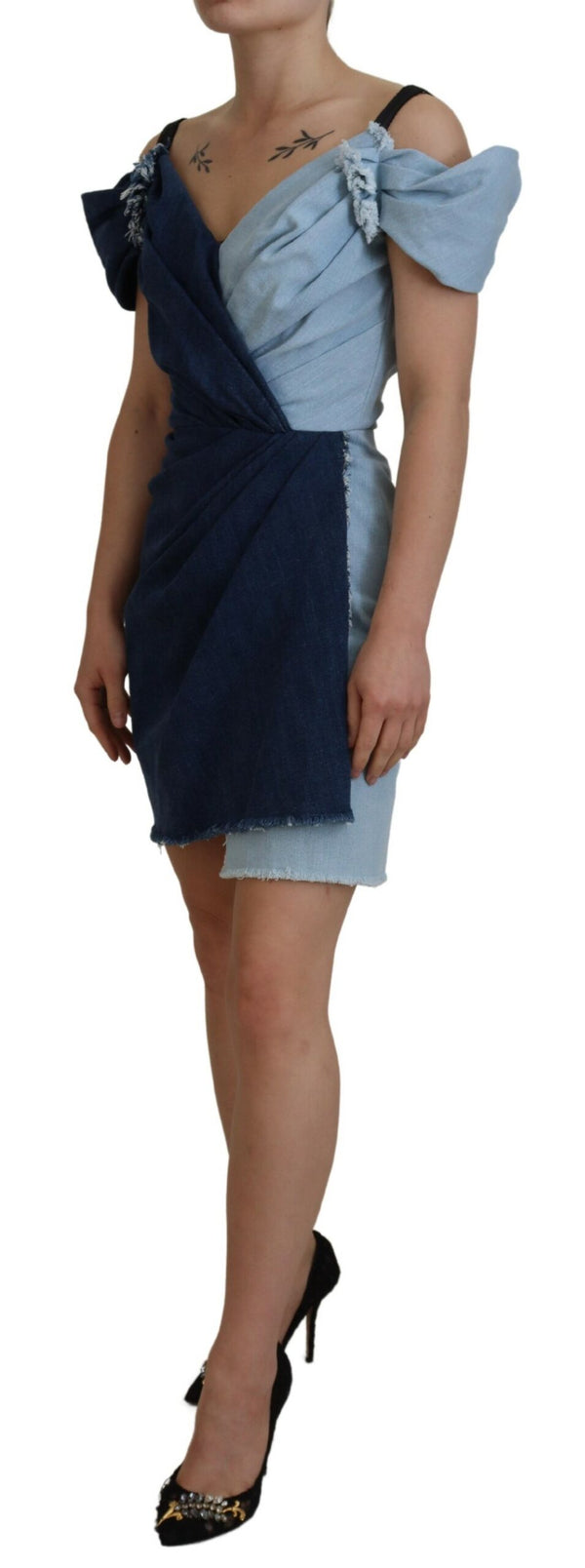 Chic Two Tone Denim Sheath Dress Dolce & Gabbana