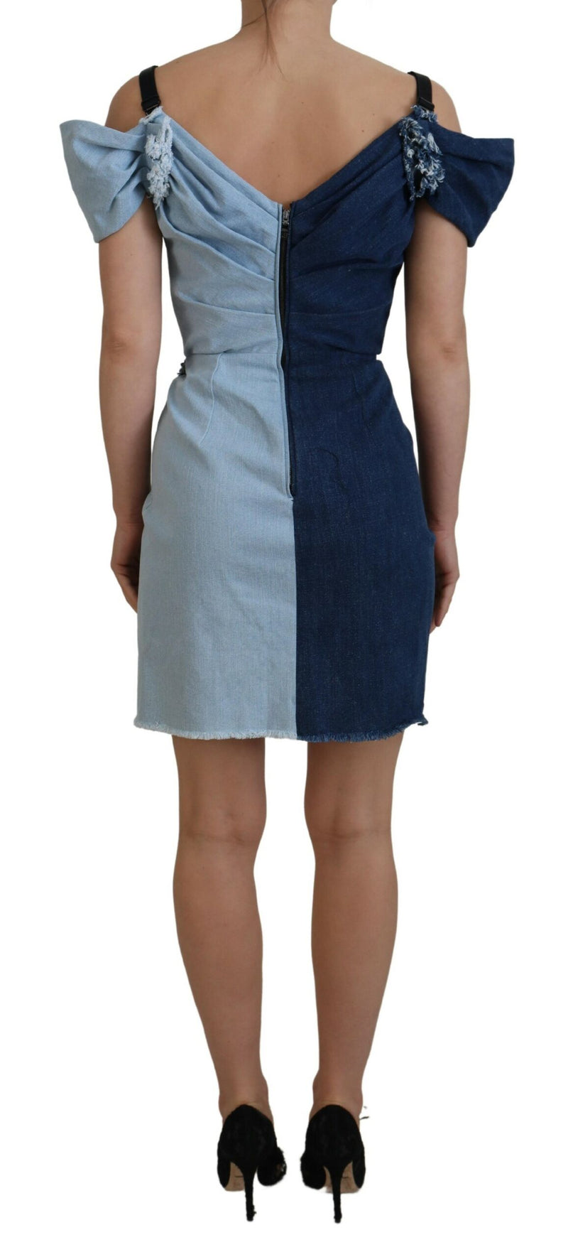 Chic Two Tone Denim Sheath Dress Dolce & Gabbana