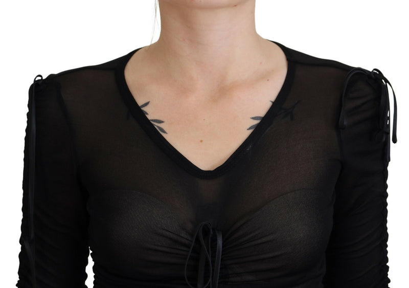 Elegant Black Silk Blend Bodycon Dress Dolce & Gabbana
