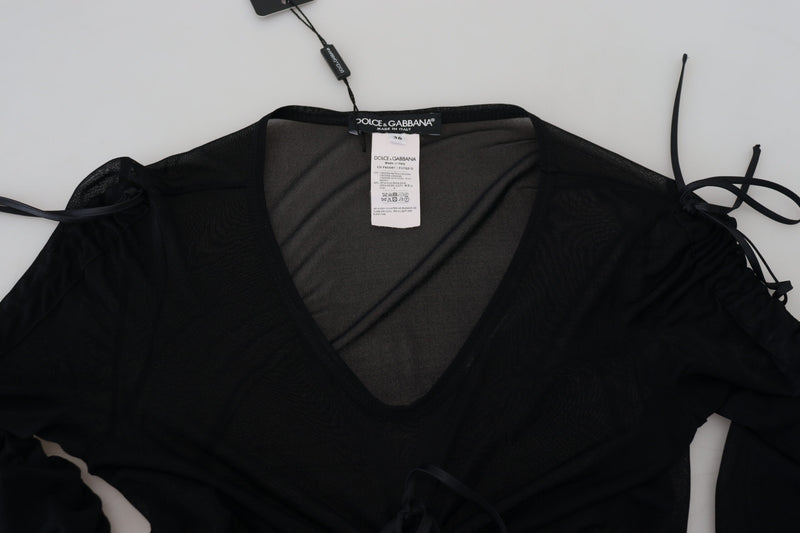 Elegant Black Silk Blend Bodycon Dress Dolce & Gabbana