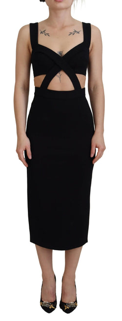 Elegant Black Midi Sheath Dress Dolce & Gabbana