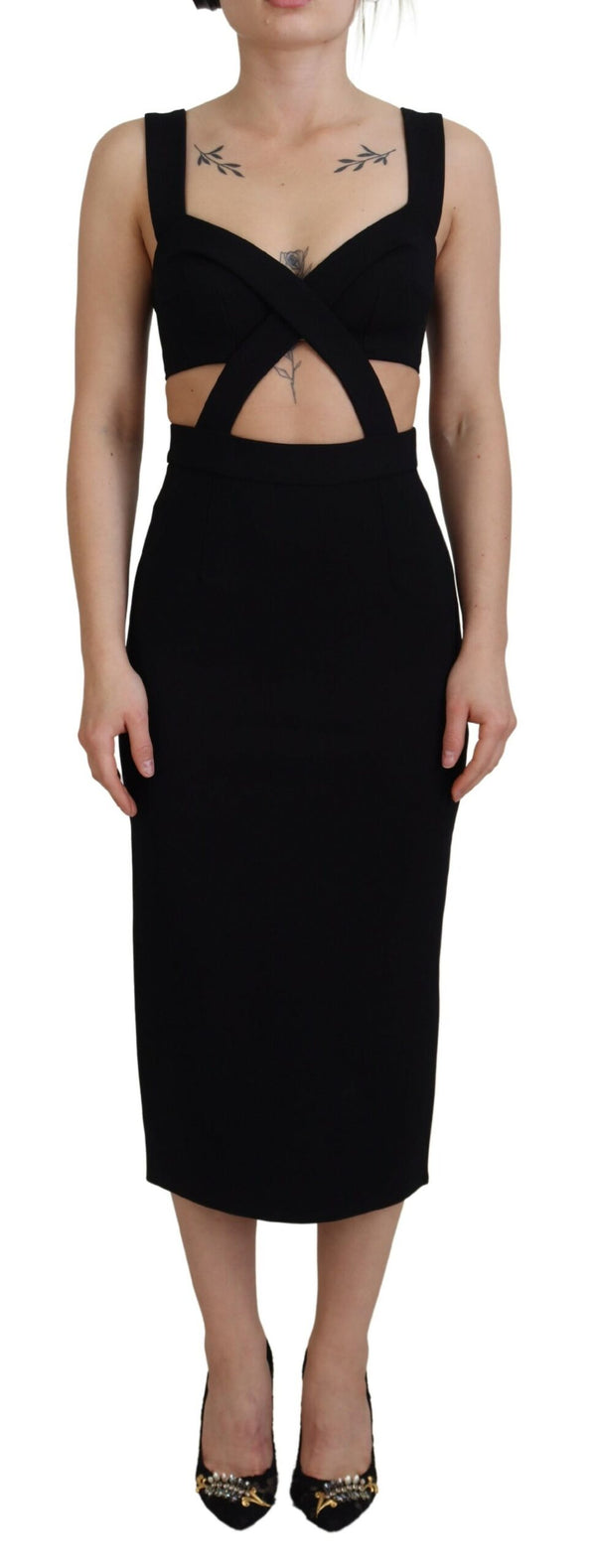 Elegant Black Midi Sheath Dress Dolce & Gabbana