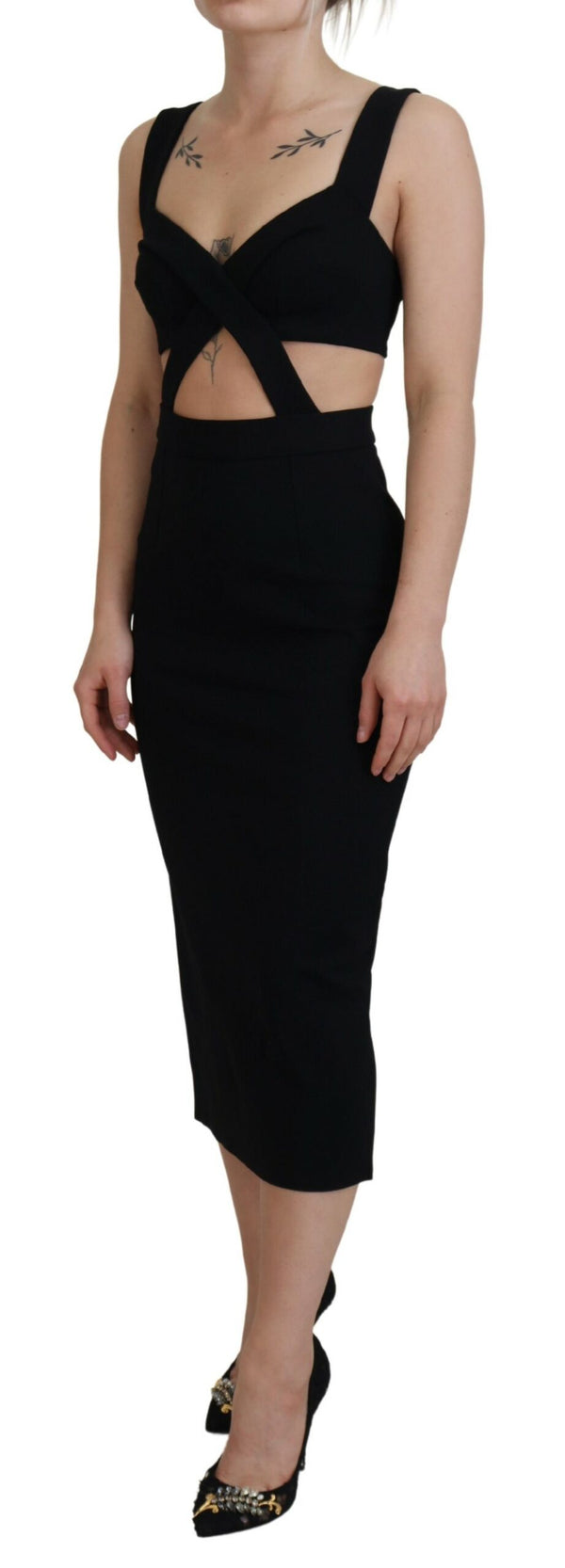 Elegant Black Midi Sheath Dress Dolce & Gabbana