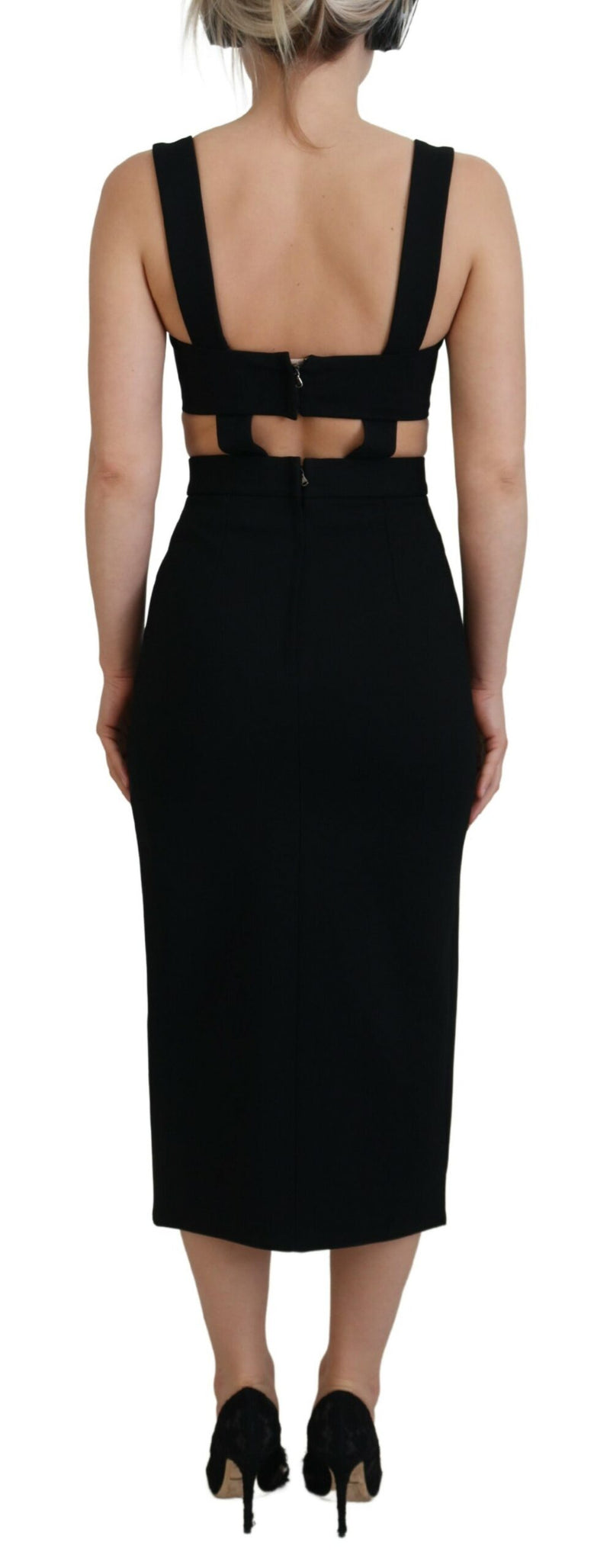 Elegant Black Midi Sheath Dress Dolce & Gabbana