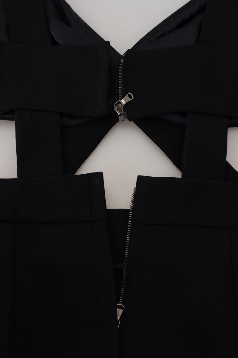 Elegant Black Midi Sheath Dress Dolce & Gabbana