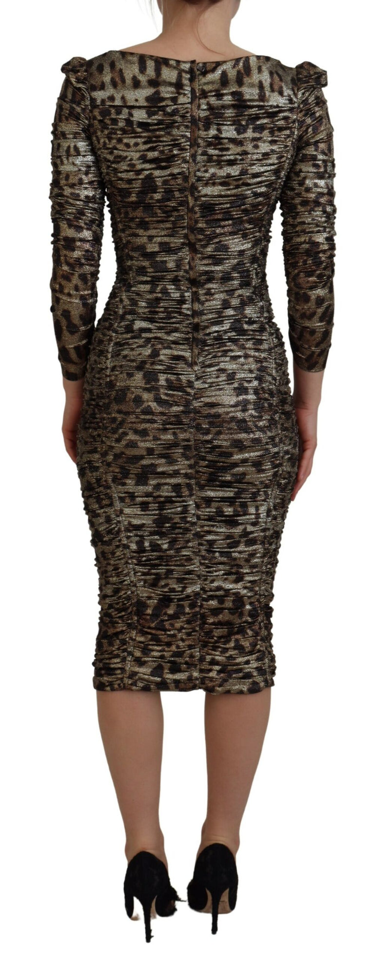 Elegant Leopard Print Midi Bodycon Dress Dolce & Gabbana