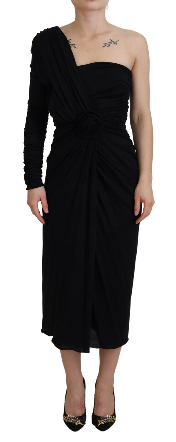 Elegant One-Shoulder Sheath Midi Dress Dolce & Gabbana