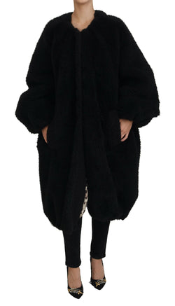 Elegant Black Cashmere Blend Overcoat Jacket Dolce & Gabbana