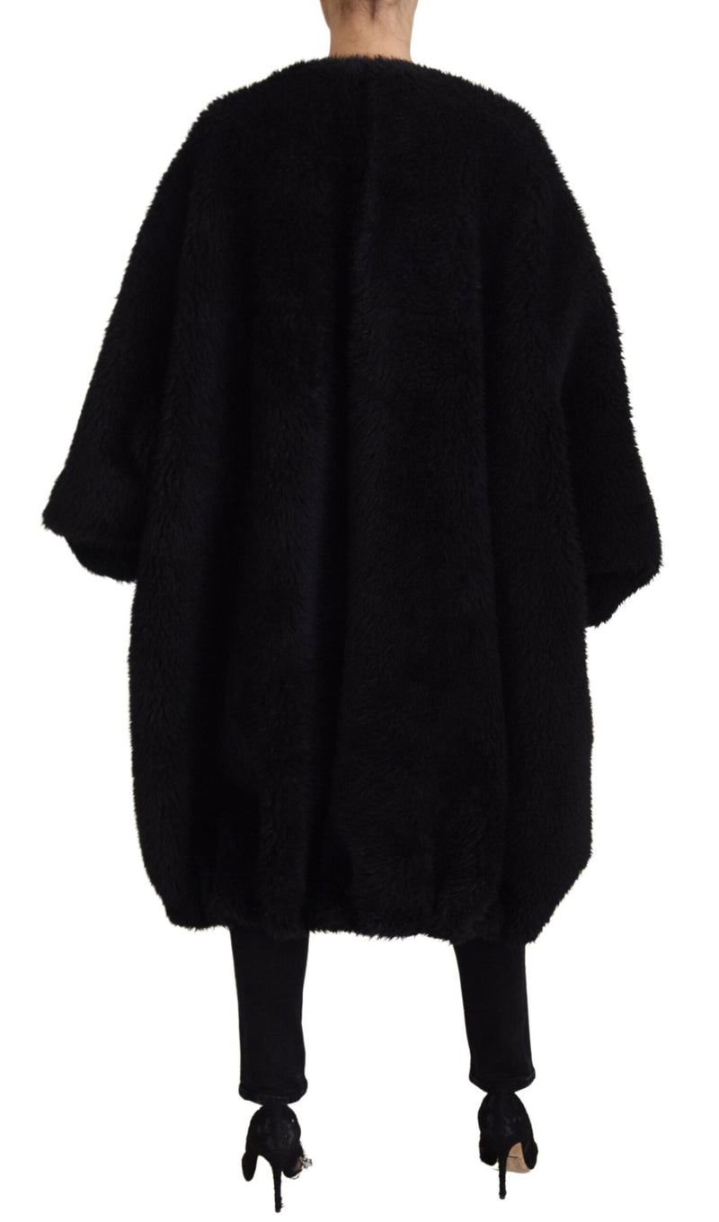 Elegant Black Cashmere Blend Overcoat Jacket Dolce & Gabbana