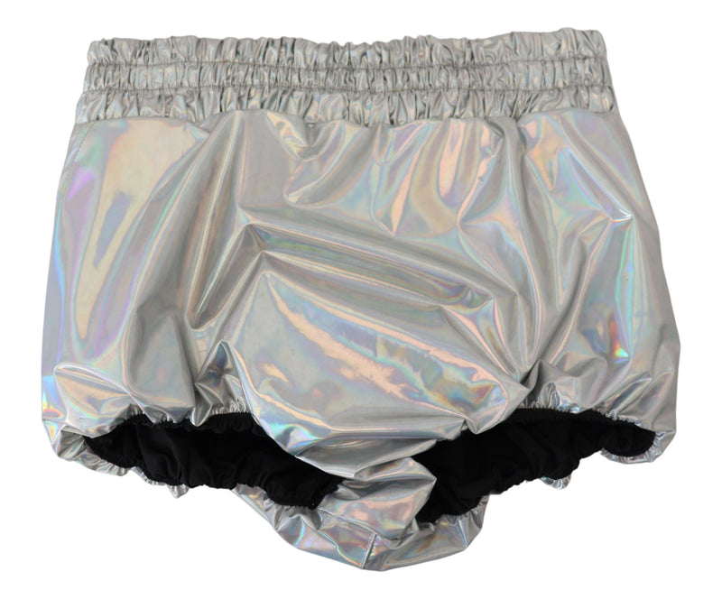 Elevated Elegance Silver High Waist Shorts Dolce & Gabbana